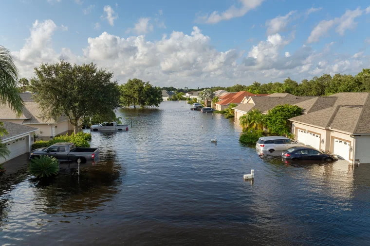 neighborhood that has been flooded